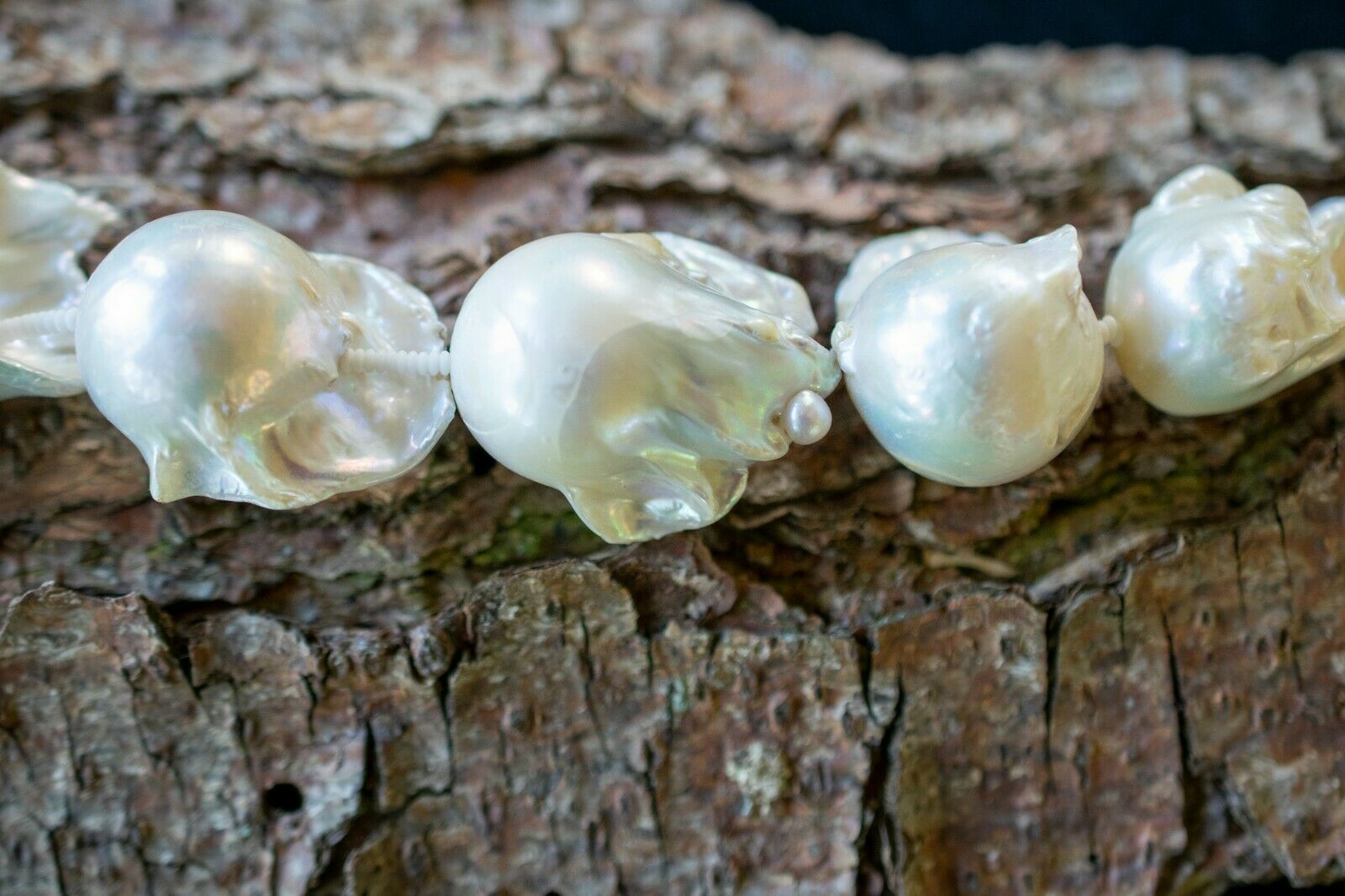 18 - 42 mm Weißer Barockperlenstrang Natur Riesig AAA - Qualität TOP PERLEN!